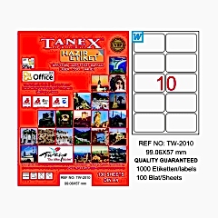 Tanex TW-2010 Hazır Etiket A4 99,1 x 57 mm Lazer Etiket 100 Adet