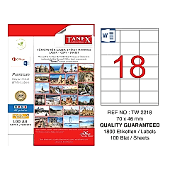 Tanex TW-2218 Hazır Etiket A4 70x 46 mm Lazer Etiket 100 Adet