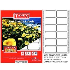 Tanex Mini Computer Labels Hazır Etiket 1500 Pcs 35 x 77 mm Lazer Etiket 100 Adet