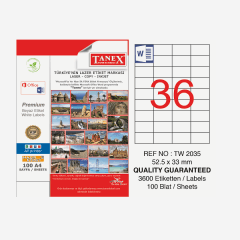 Tanex TW-2035 Hazır Etiket A4 52,5x33 mm Lazer Etiket 100 Adet